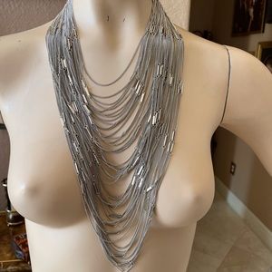 NWT BCBGMAXAZRIA Multi strand Necklace in Silver